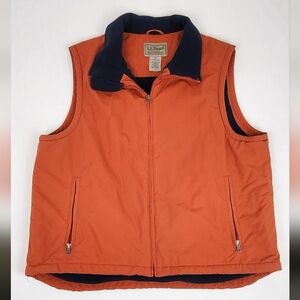 Vintage L.L.Bean Zip Orange Nylon Shell Fleece Insulated Vest